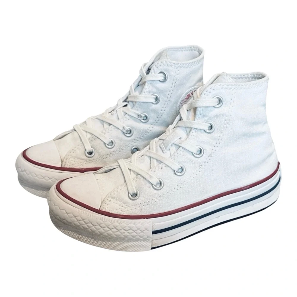 Converse All Star Youth White High-Tops with Red and Blue Trim Youth Size 13